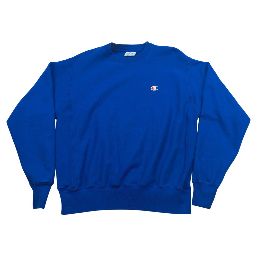 Champion Reverse Weave Sweatshirt Men Medium Royal Blue Crew Neck Pullover Solid